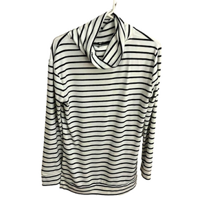 a new day white and black striped cowl neck sweater